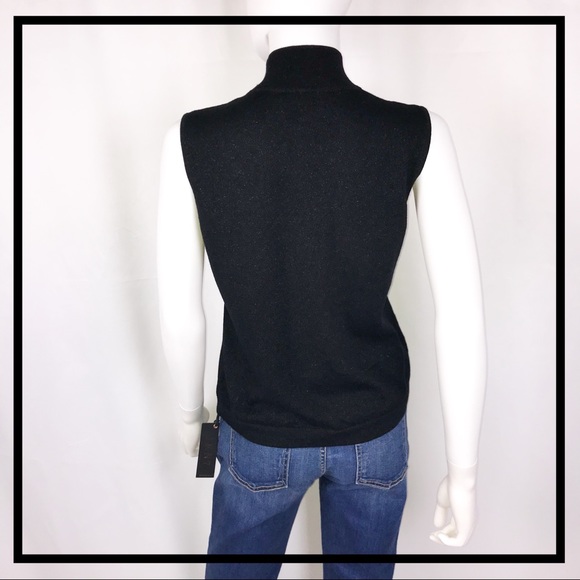 JONES NY Sleeveless, Black w Gold Shimmer TrtlNck - Picture 4 of 6